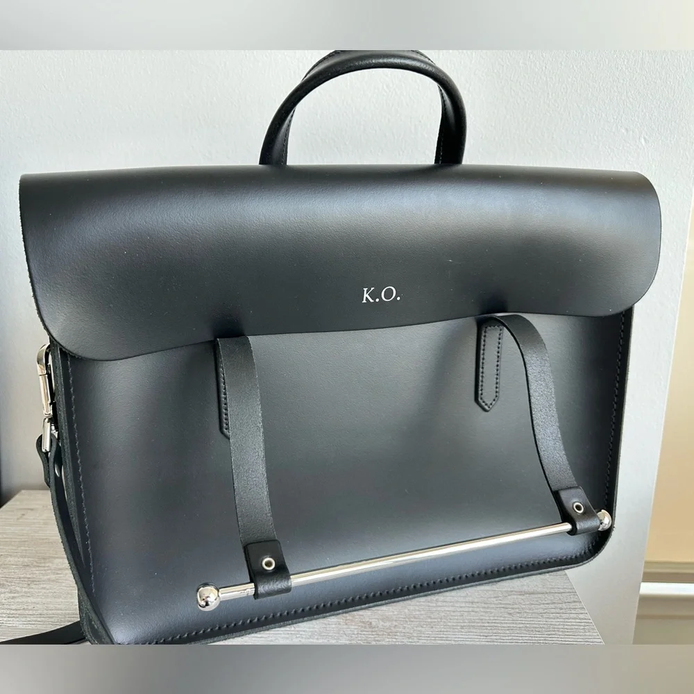 The Cambridge Satchel Company Black Leather Briefcase with Top Handle